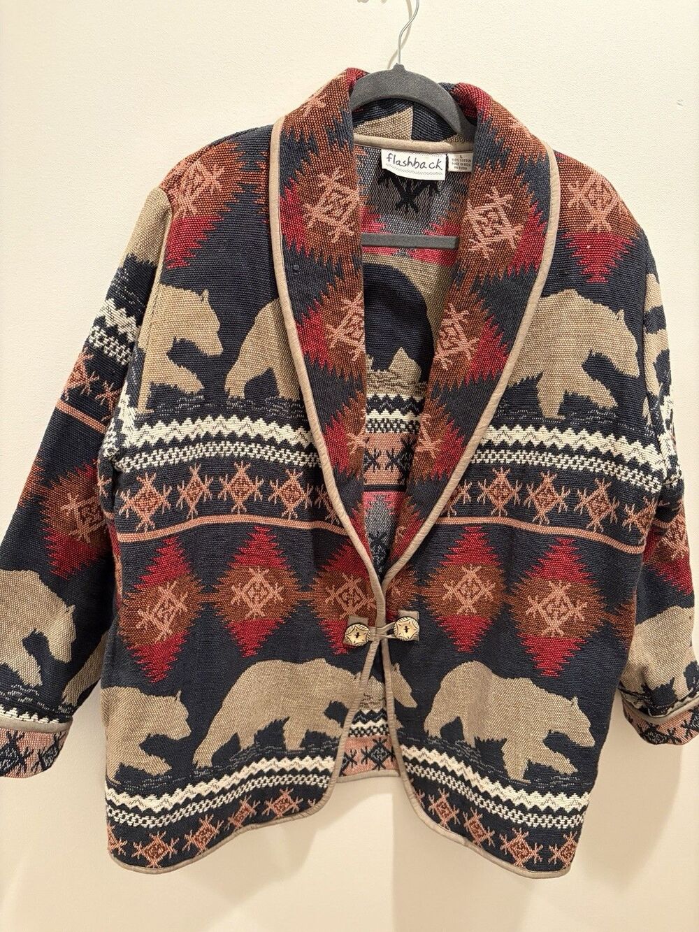 Flashback Women's Bear Blazer Jacket Western Southwest Tapestry Size L Vtg